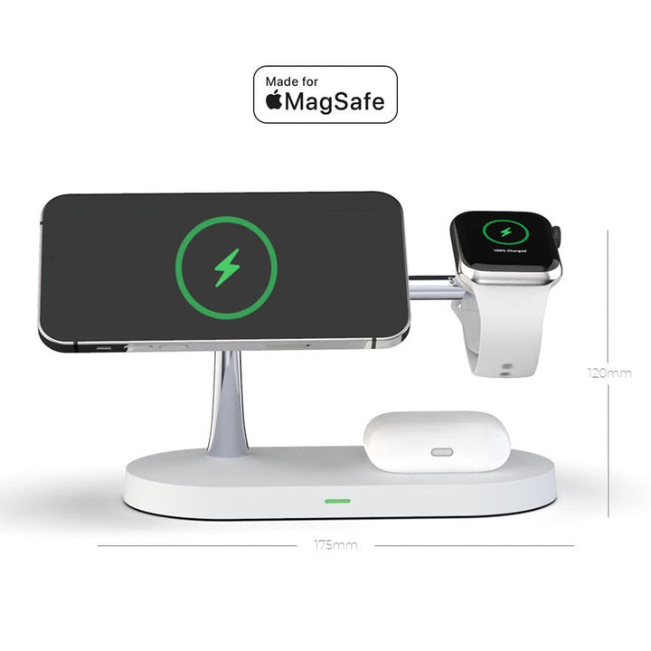 Lisslune | 4-in-1 Wireless Charging Station - Magnetic Qi Charger for Phone, Watch & Earbuds