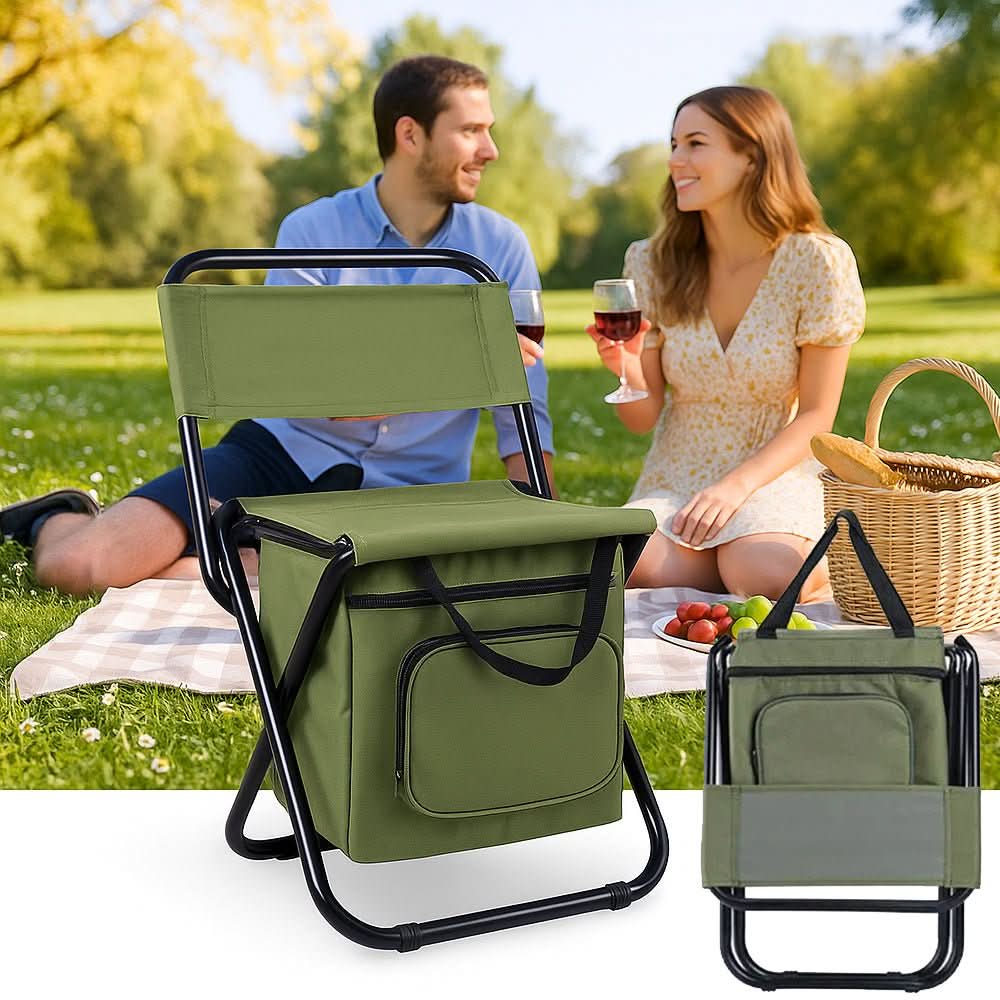 Lisslune | Folding chair with integrated cooler bag for outdoor adventures