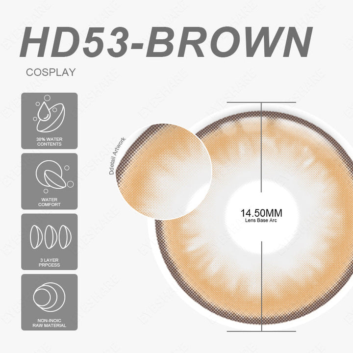 Rynx Cosplay HD53 Brown 14.2mm 1 Pair | 1 Year
