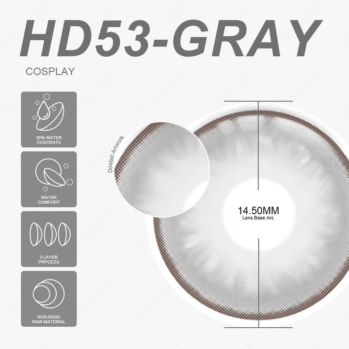Rynx Cosplay HD53 Gray 14.2 mm 1 Pair | 1 Year