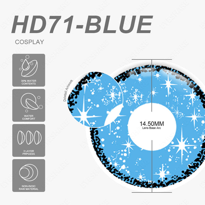 Rynx Cosplay HD71 Blue 14.5 mm 1 Pair | 1 Year