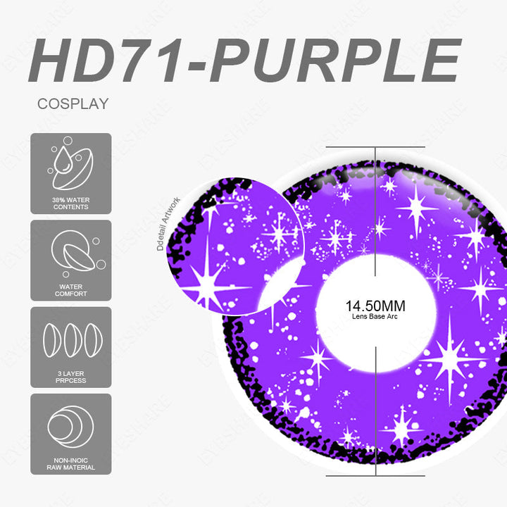Rynx Cosplay HD71 Purple 14.5mm 1 Pair | 1 Year