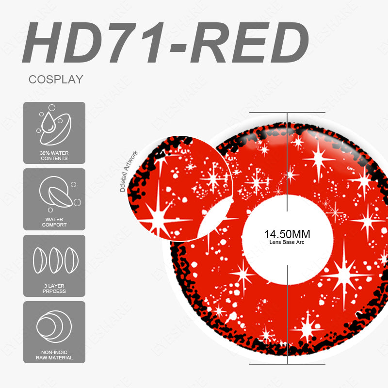 Rynx Cosplay HD71 Red 14.5mm 1 Pair | 1 Year