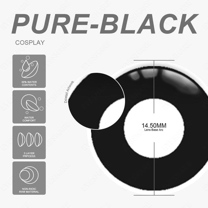Rynx Cosplay Pure Black 14.5mm 1 Pair | 1 Year