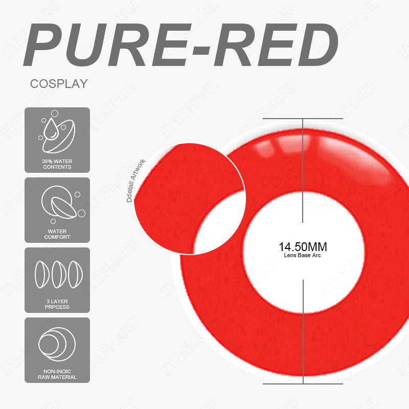 Rynx Cosplay Pure Red 14.5mm 1 Pair | 1 Year