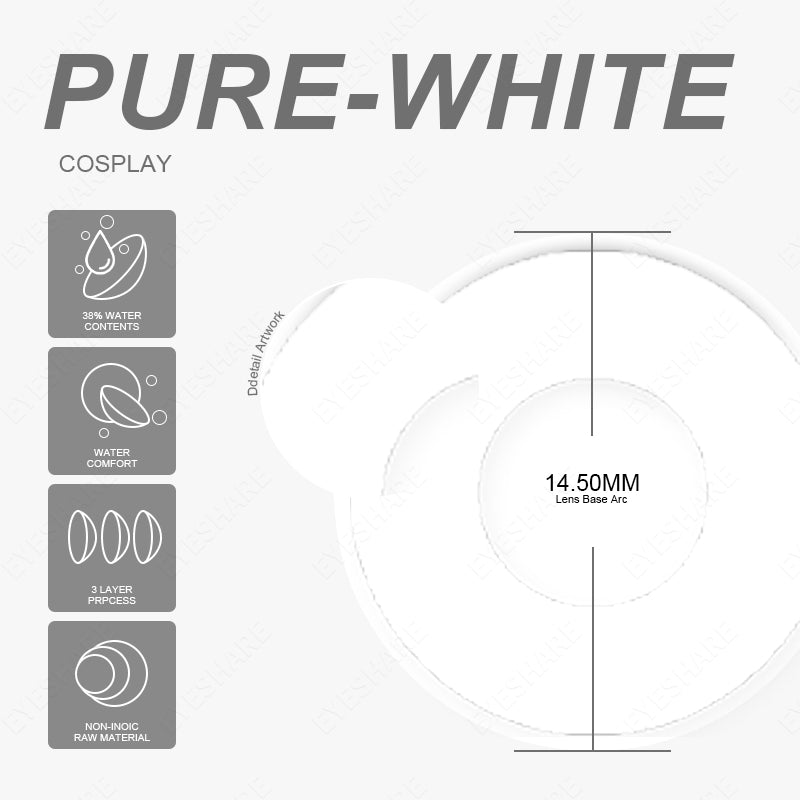 Rynx Cosplay Pure White 14.5 mm 1 Pair | 1 Year