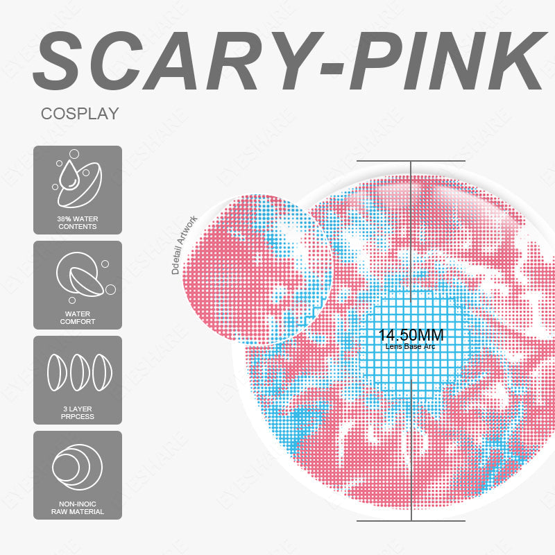 Rynx Cosplay Scary Pink 14.5mm 1 Pair | 1 Year