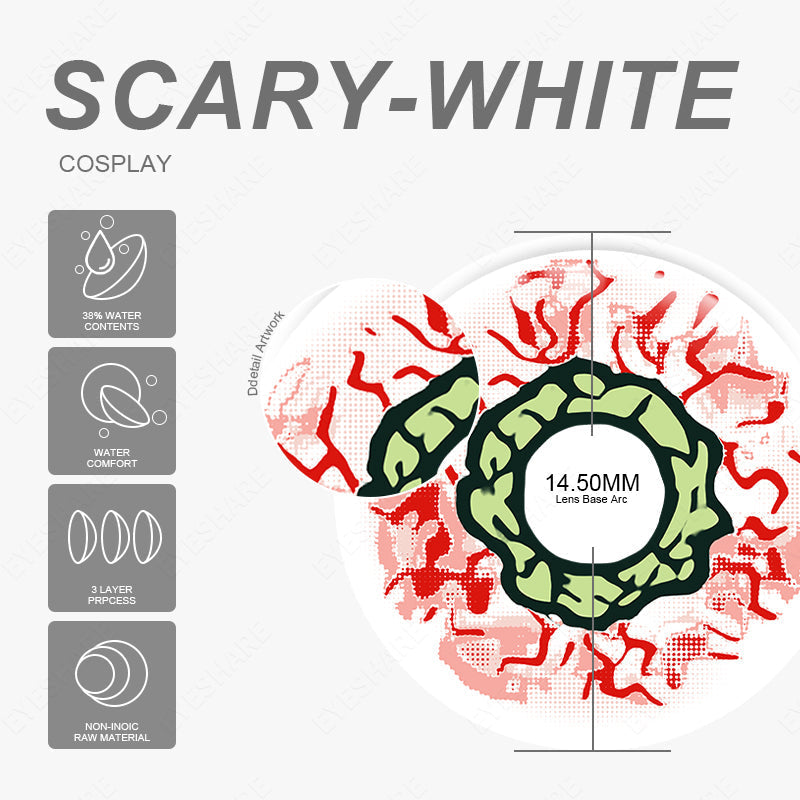 Rynx Cosplay Creepy White 14.5 mm 1 Pair | 1 Year