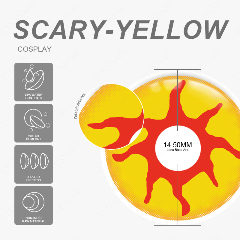 Rynx Cosplay Scary Yellow 14.5mm 1 Pair | 1 Year