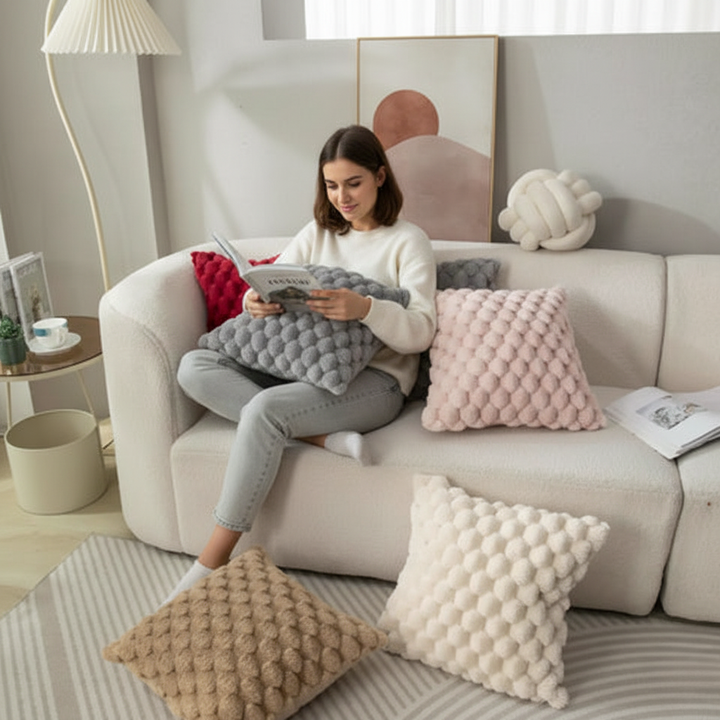 Lisslune | Cushion cover made of cotton blend with fluffy 3D feel