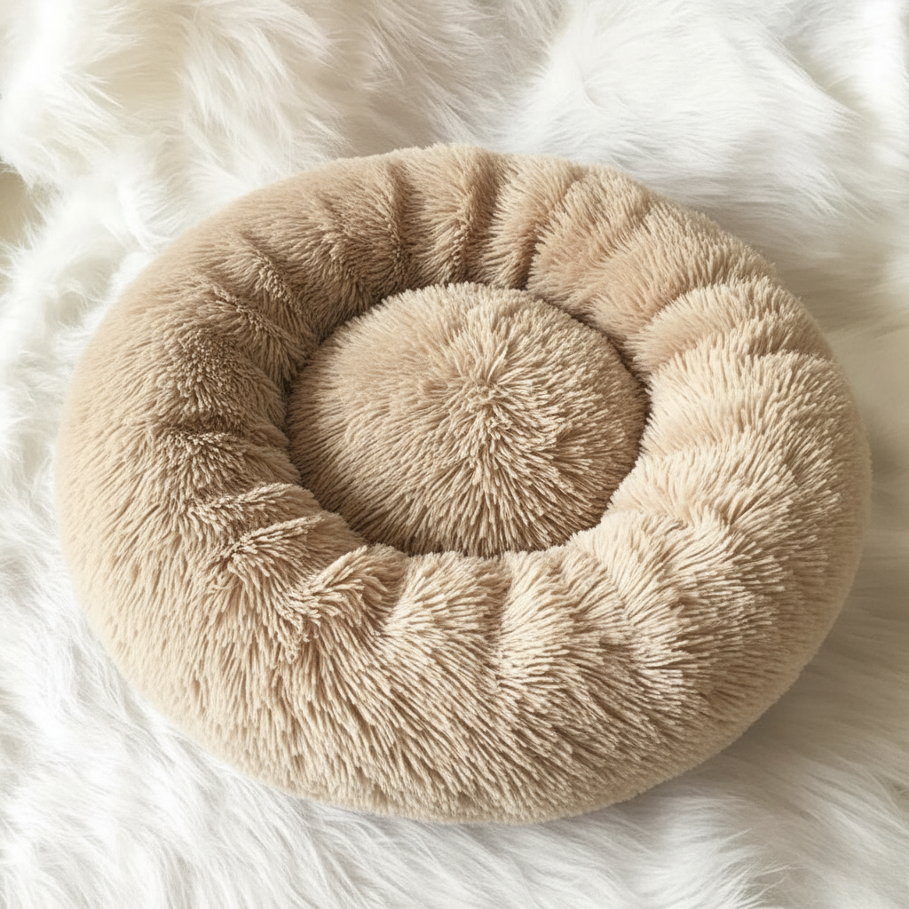 Lisslune | Anti-Stress Dog Bed with Soft Synthetic Fur & Supportive Padding