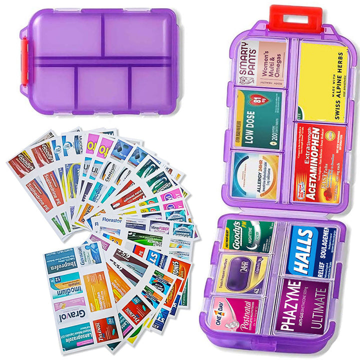 Lisslune | Travel Pill Organizer Box (161 Labels for Customization)