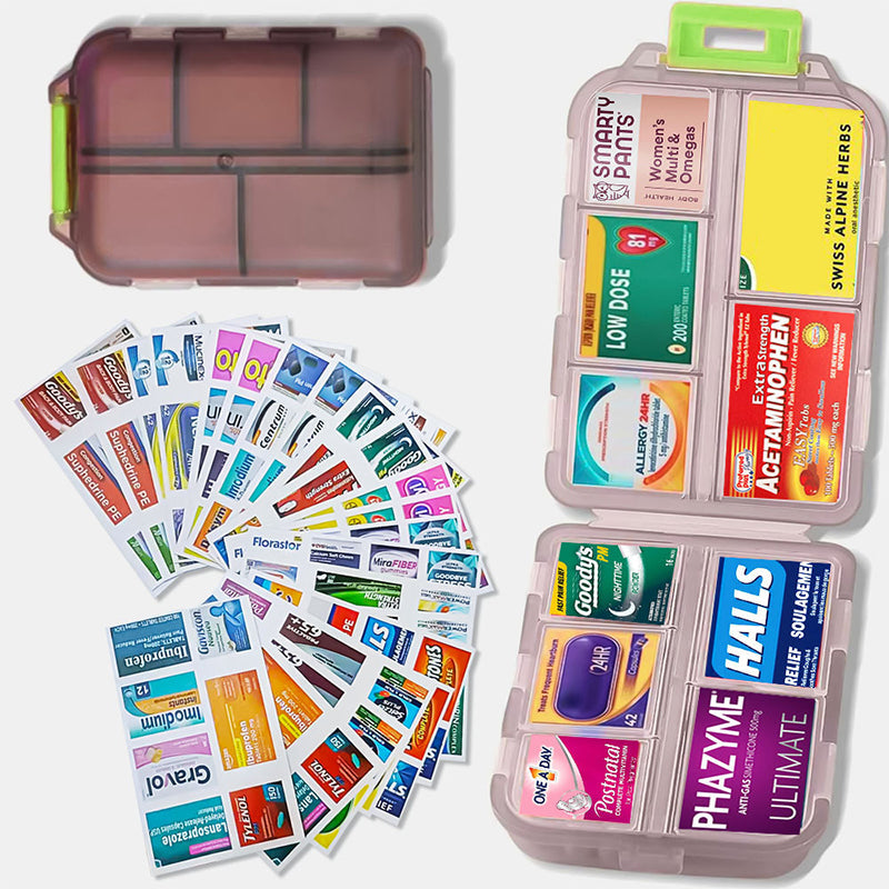 Lisslune | Travel Pill Organizer Box (161 Labels for Customization)