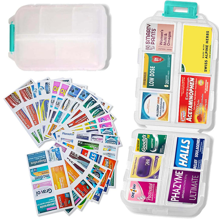 Lisslune | Travel Pill Organizer Box (161 Labels for Customization)