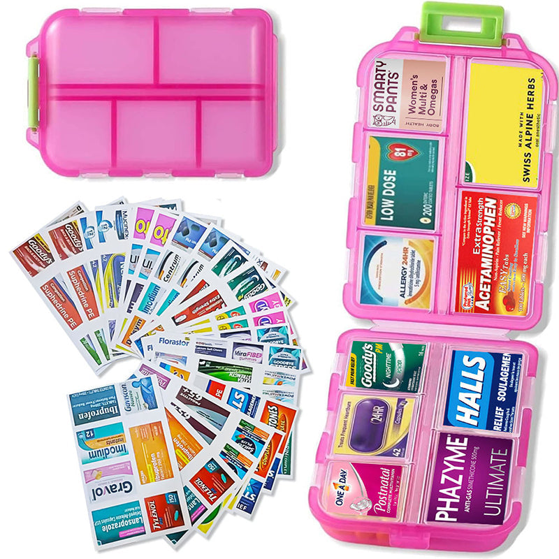 Lisslune | Travel Pill Organizer Box (161 Labels for Customization)