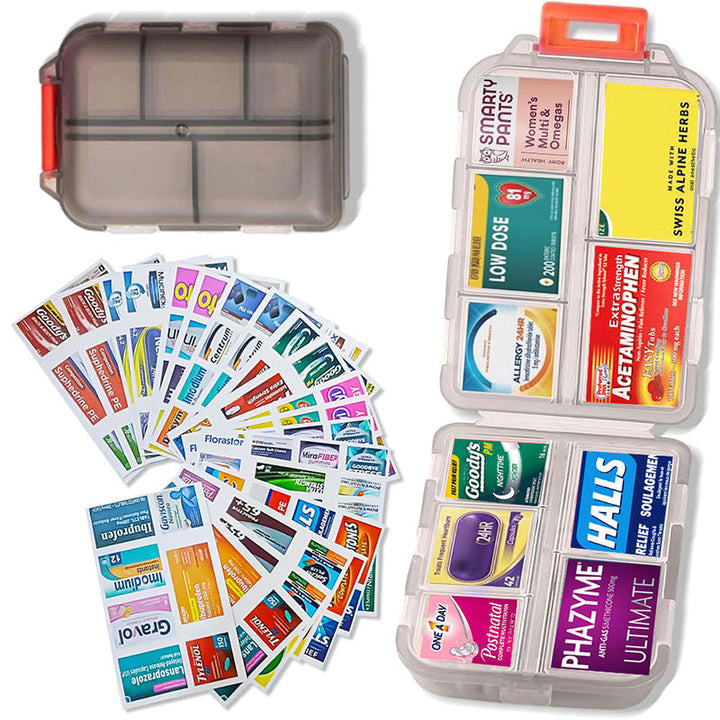 Lisslune | Travel Pill Organizer Box (161 Labels for Customization)