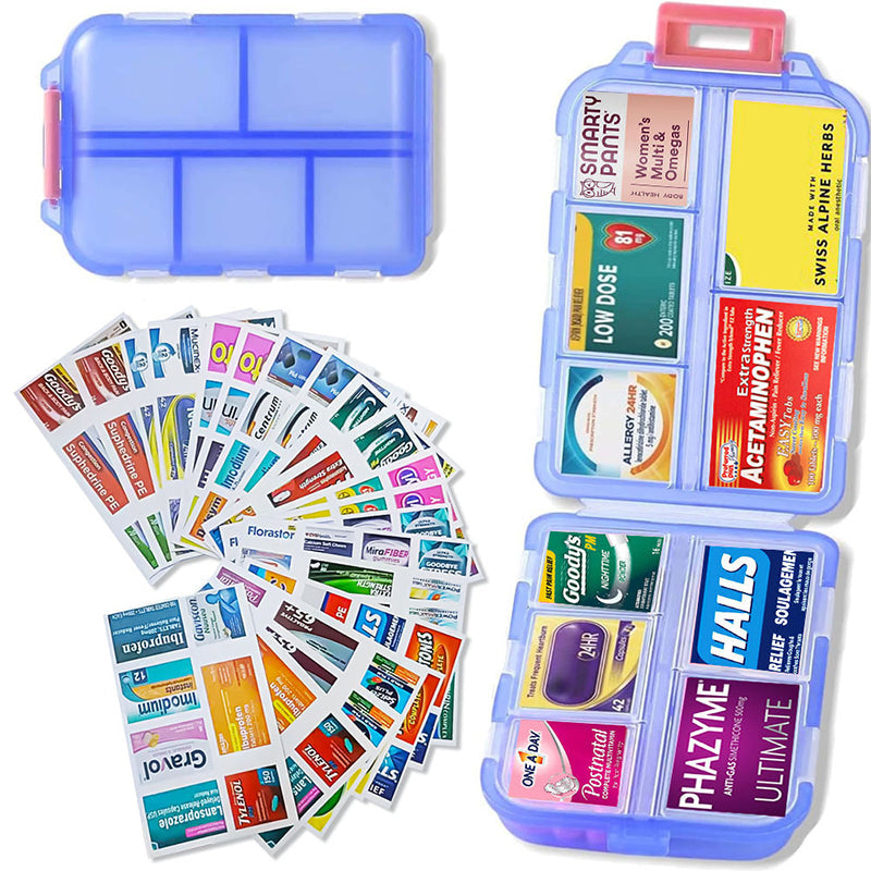 Lisslune | Travel Pill Organizer Box (161 Labels for Customization)