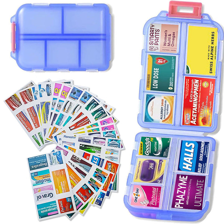 Lisslune | Travel Pill Organizer Box (161 Labels for Customization)