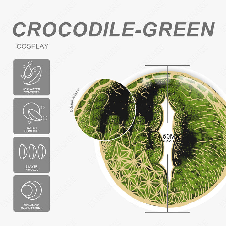 Rynx Cosplay Crocodile Green 14.5mm 1 Pair | 1 Year
