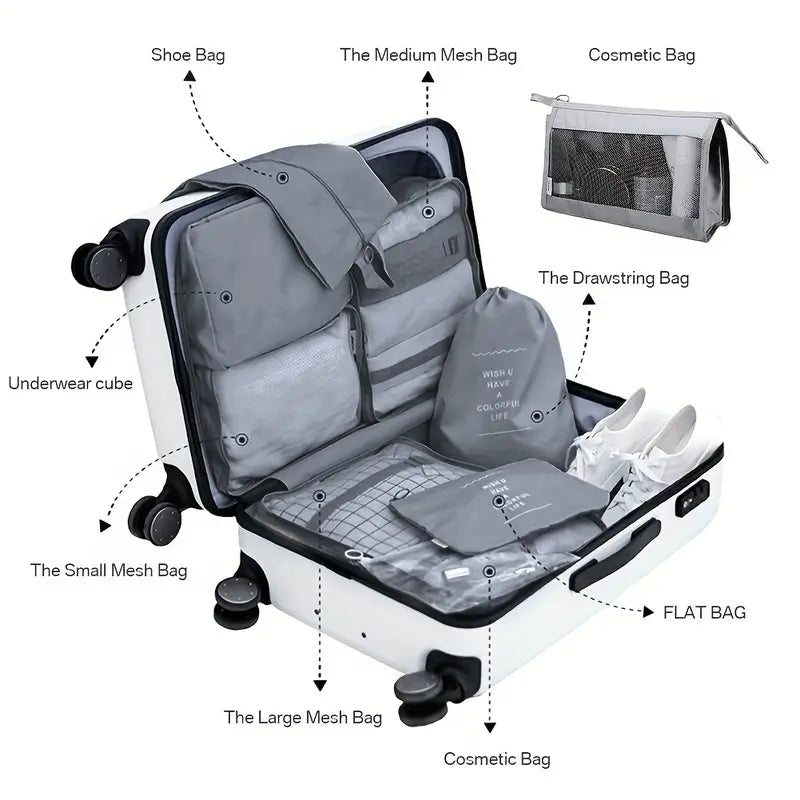Lisslune | Easy-Pack Travel Cubes | 8-Piece Set for Organized Packing & Hassle-Free Travel