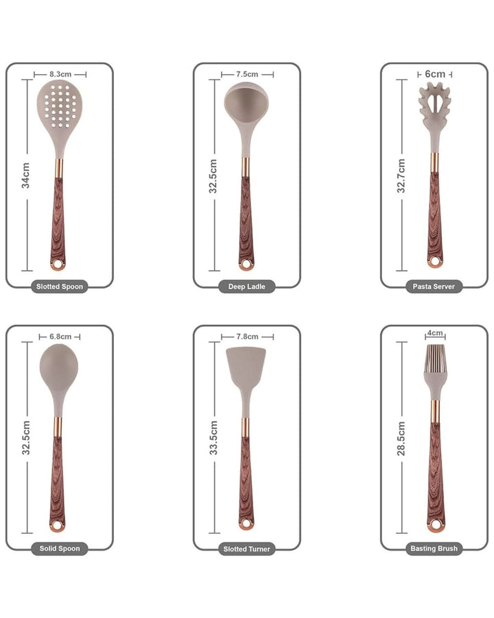 Lisslune | Robust Kitchen Utensils Set with Heat Resistant Silicone Heads