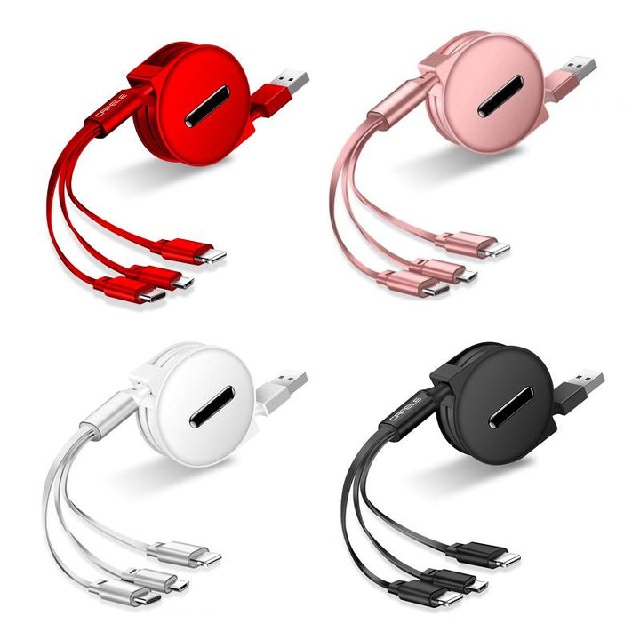Lisslune | Bequee 3-1 Retractable Charging Cable for IOS, Micro and Type-c