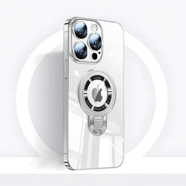 Lisslune | iPhone MagSafe Series | Transparent electroplated rotating stand phone case