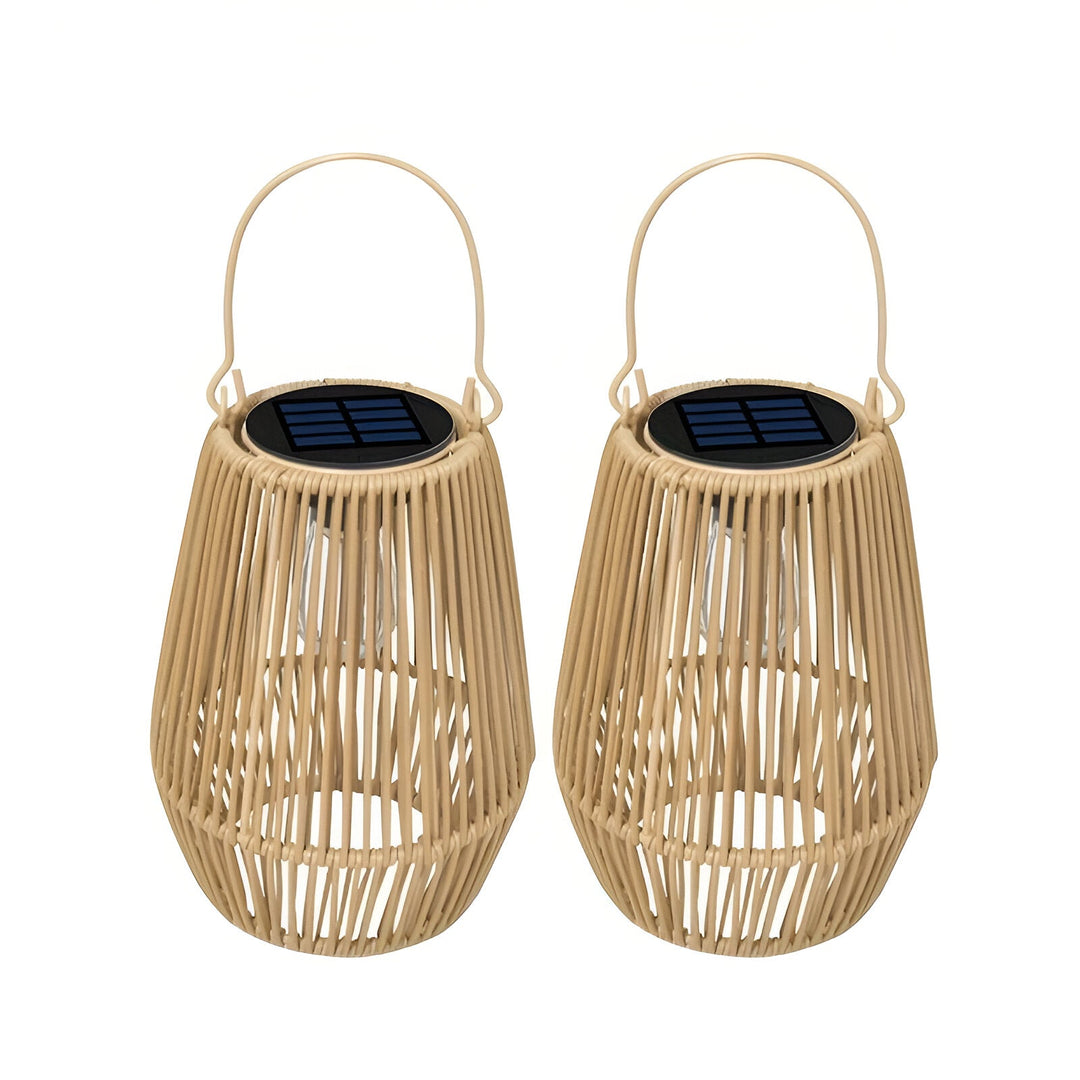 Lisslune | CageRattan – Bamboo Solar Garden Light – Waterproof Hanging Lantern