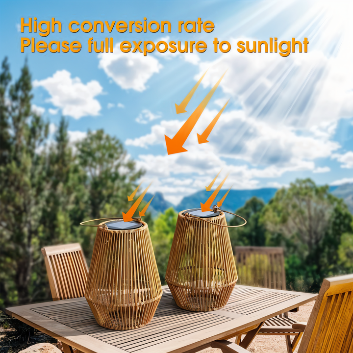 Lisslune | CageRattan – Bamboo Solar Garden Light – Waterproof Hanging Lantern