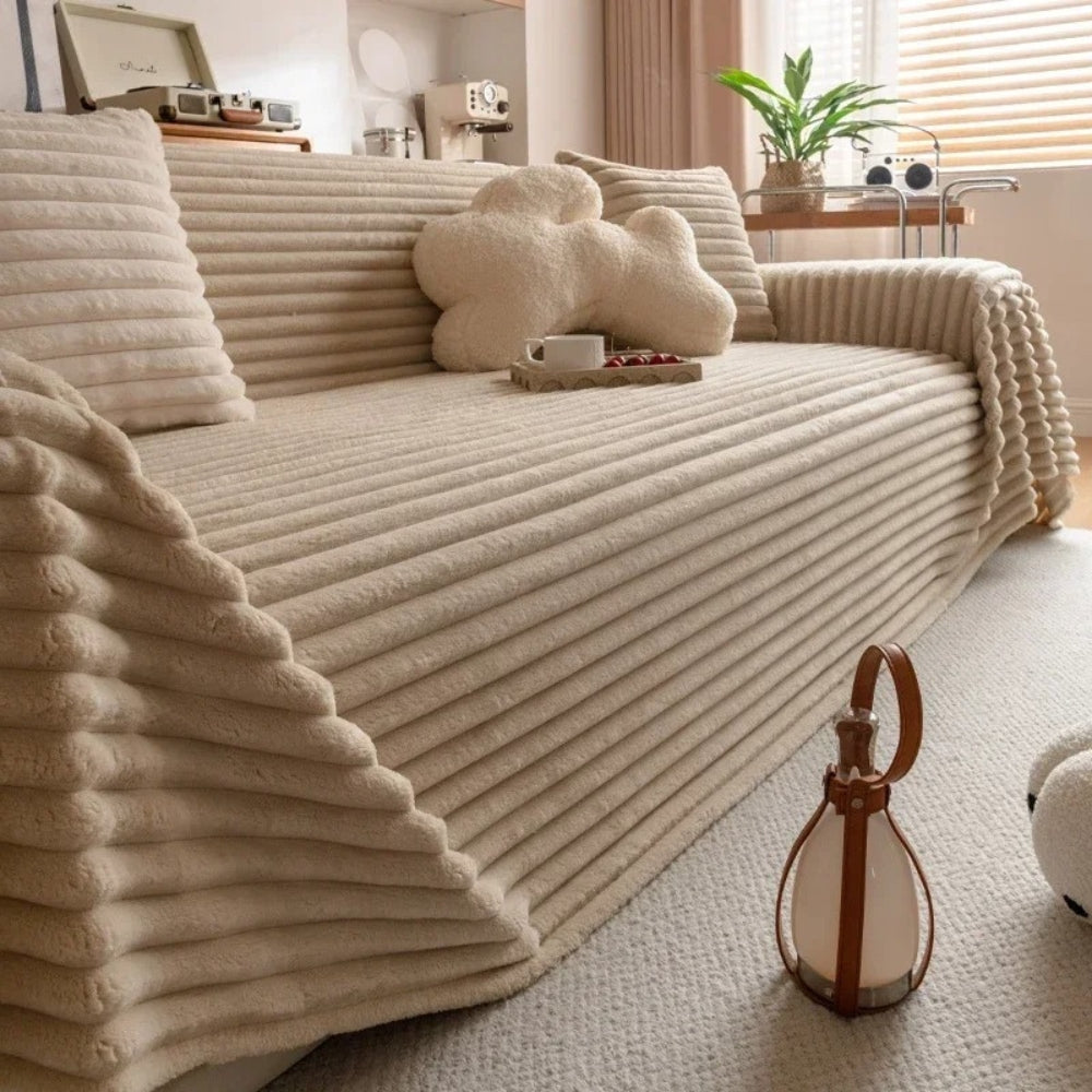 Lisslune | Plush Striped Warm Sofa Cover