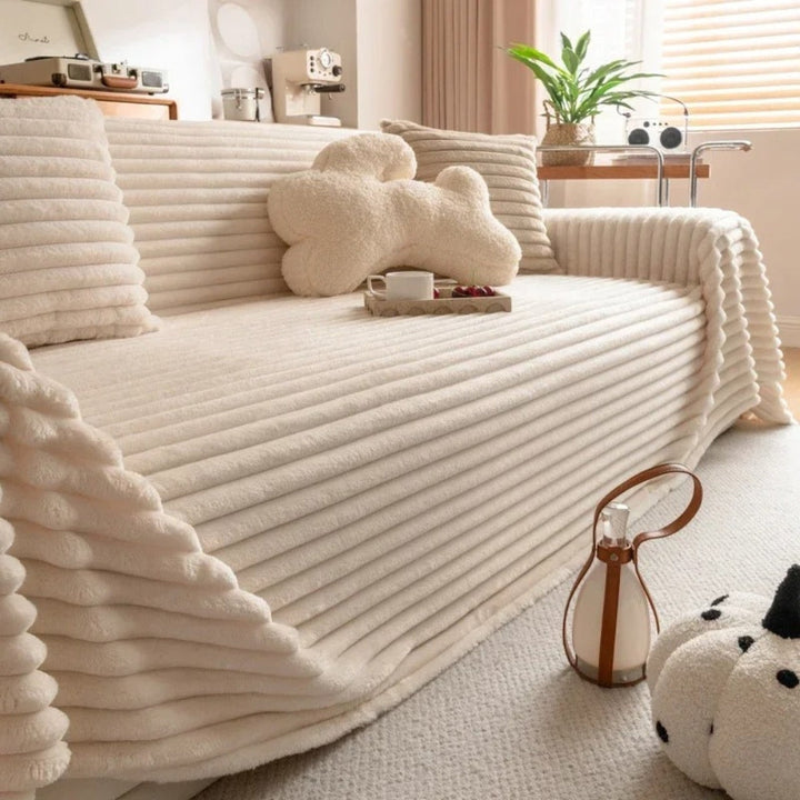 Lisslune | Plush Striped Warm Sofa Cover