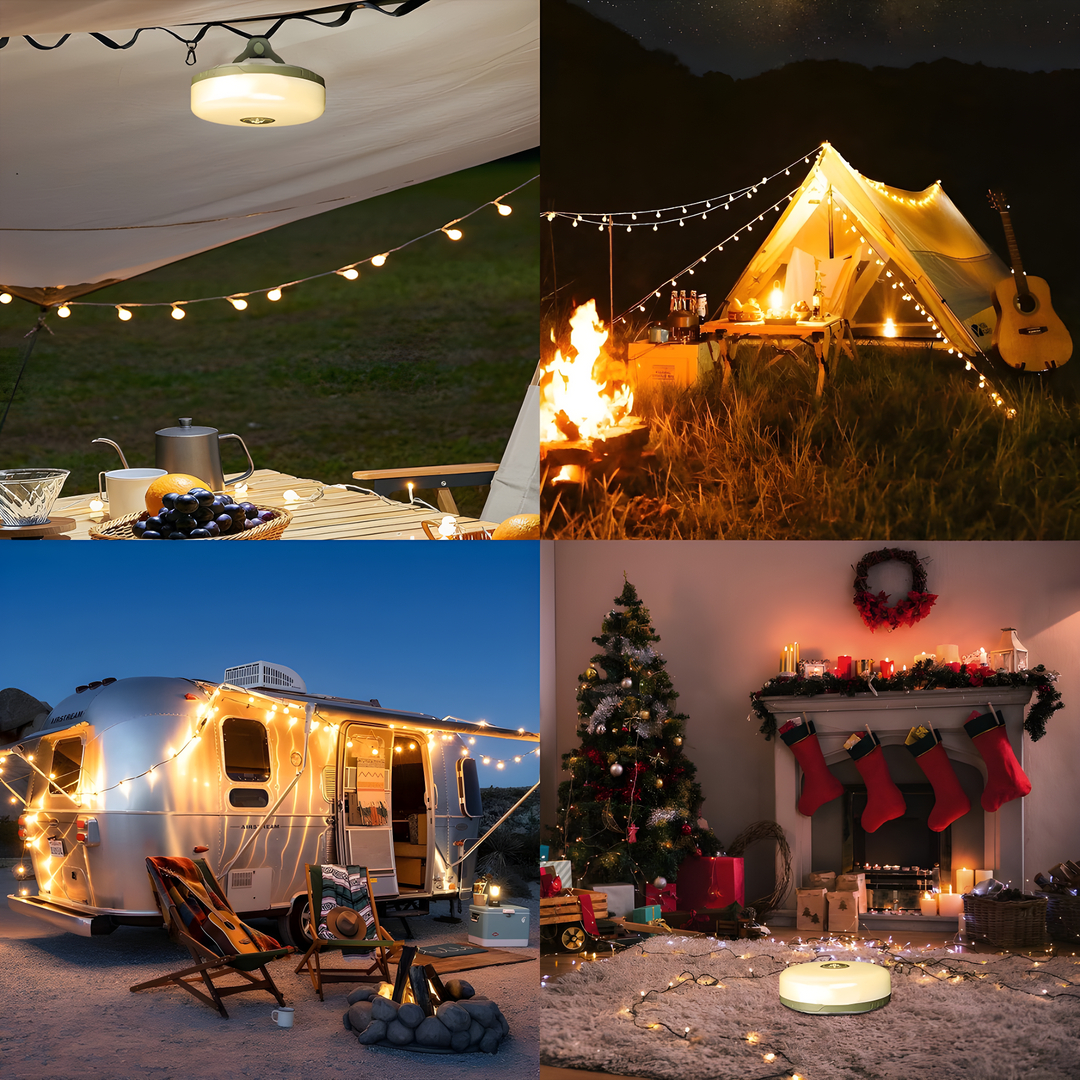 Lisslune | CampBeam LED Outdoor String Lights – Rechargeable Waterproof Lights with Magnetic Hooks & 5 Lighting Modes