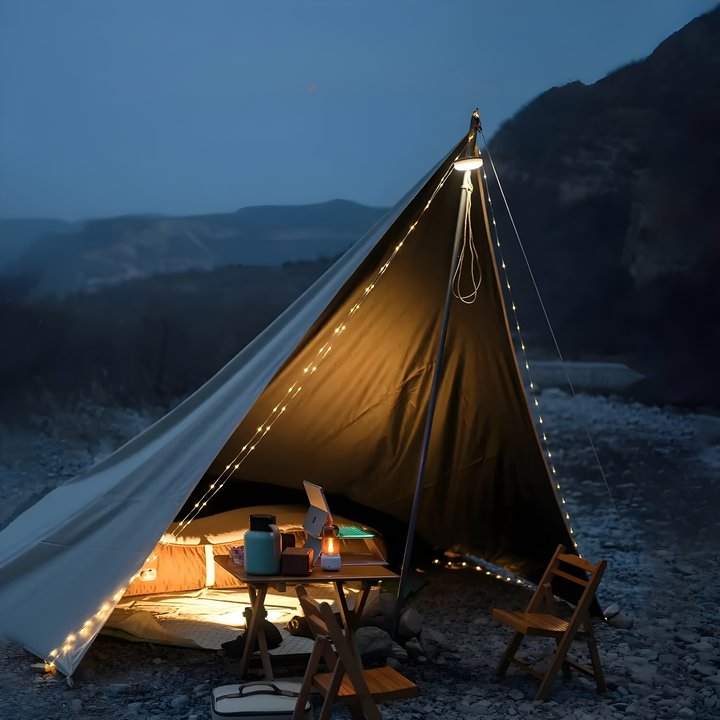 Lisslune | CampBeam LED Outdoor String Lights – Rechargeable Waterproof Lights with Magnetic Hooks & 5 Lighting Modes