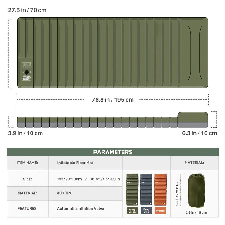 Lisslune | Inflatable Camping Mattress | Waterproof, Portable & Easy Inflation for Outdoor Adventures