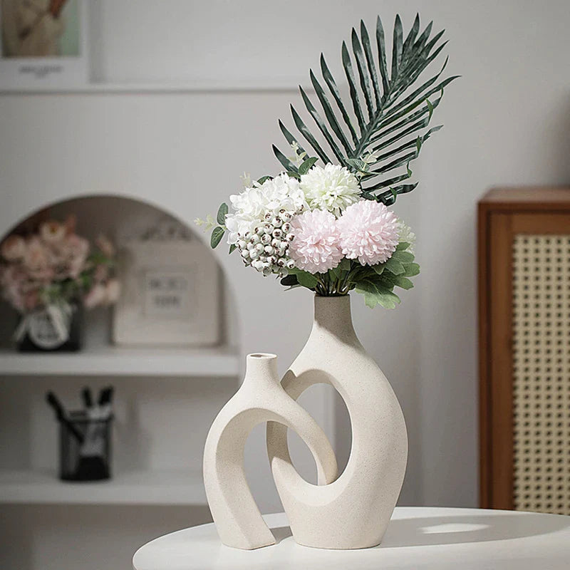Lisslune | LoveCuddle Vase | Minimalist Ceramic Design | Bohemian Style | Set of 2 | Perfect for Living Room, Kitchen and more