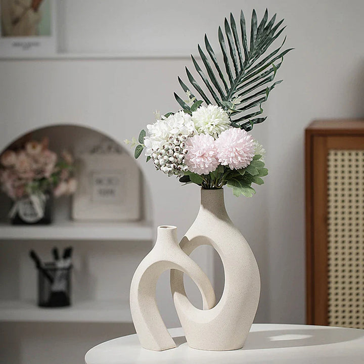 Lisslune | LoveCuddle Vase | Minimalist Ceramic Design | Bohemian Style | Set of 2 | Perfect for Living Room, Kitchen and more