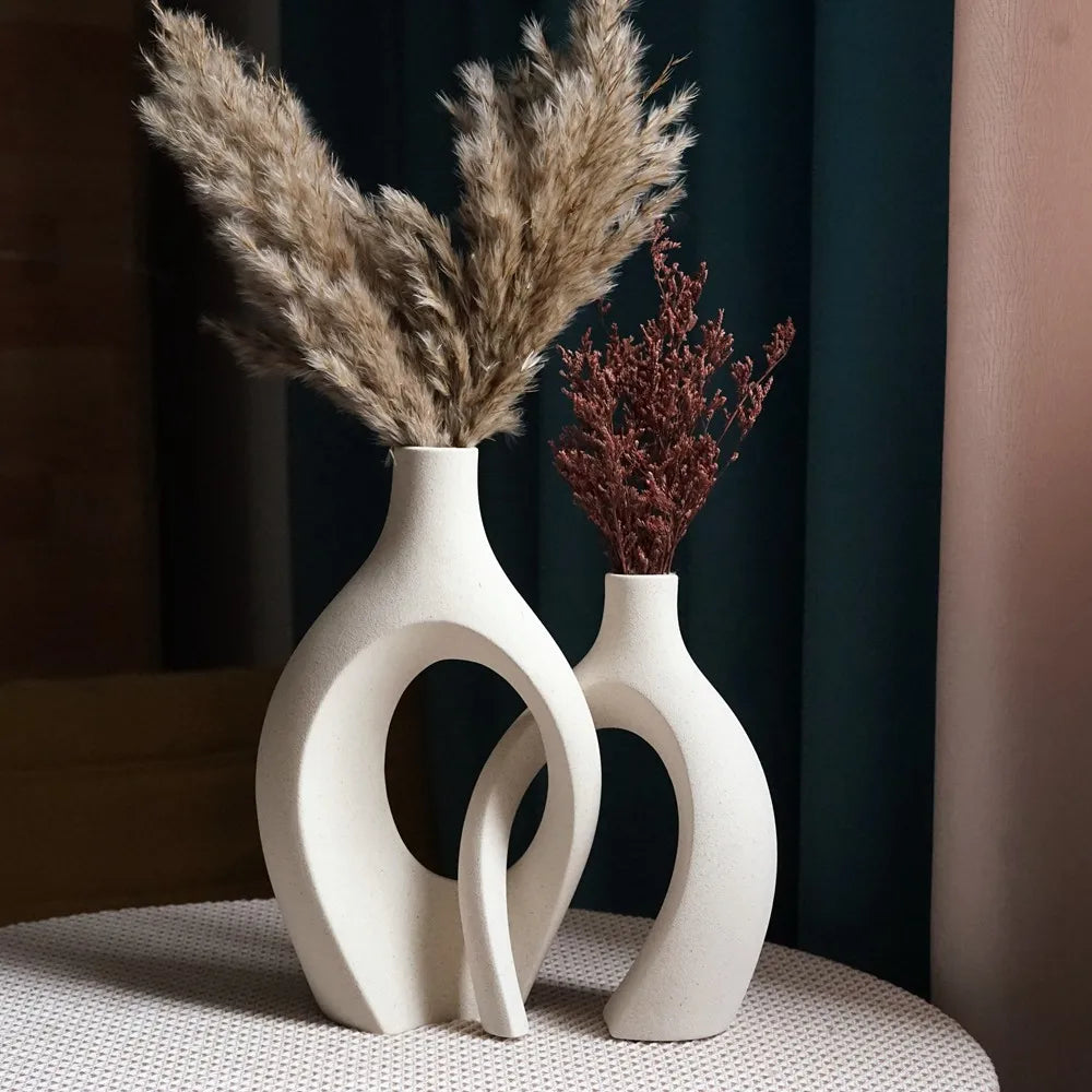 Lisslune | LoveCuddle Vase | Minimalist Ceramic Design | Bohemian Style | Set of 2 | Perfect for Living Room, Kitchen and more