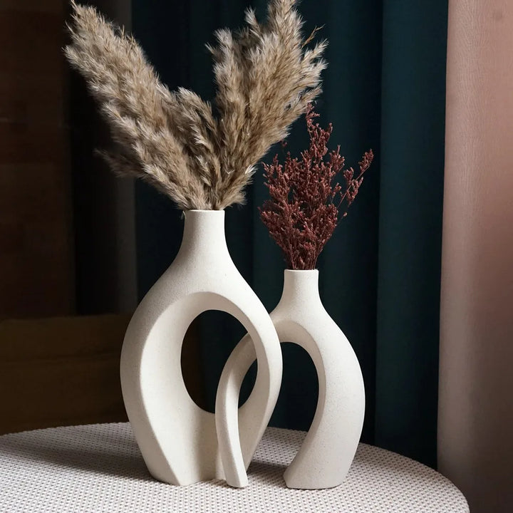 Lisslune | LoveCuddle Vase | Minimalist Ceramic Design | Bohemian Style | Set of 2 | Perfect for Living Room, Kitchen and more