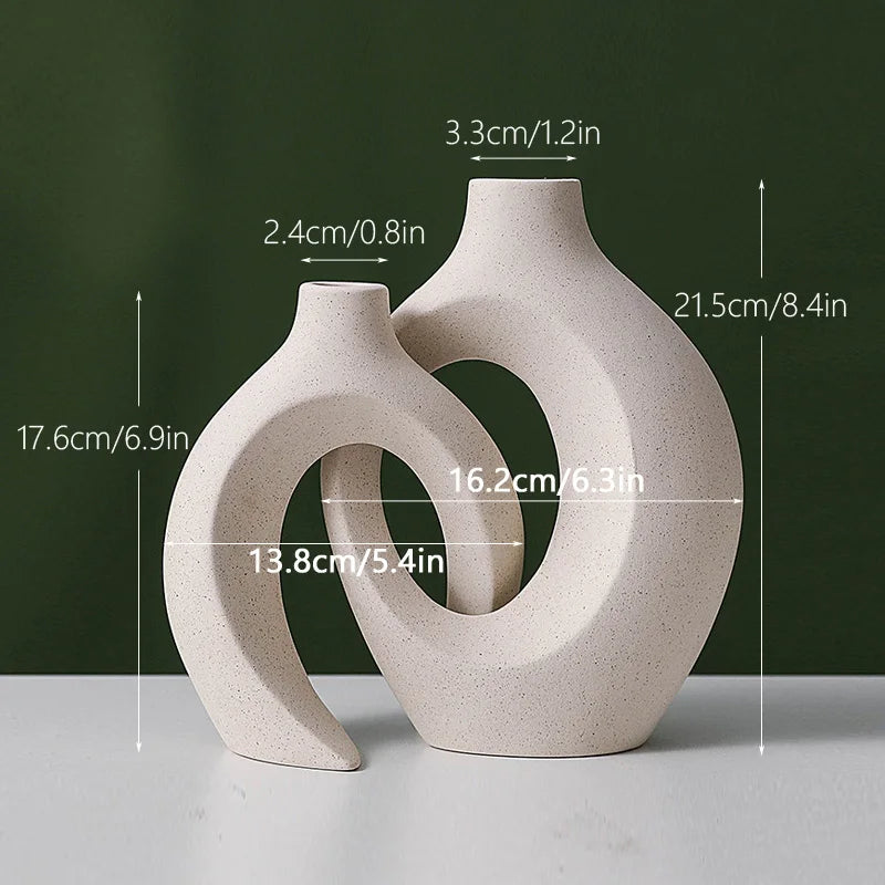 Lisslune | LoveCuddle Vase | Minimalist Ceramic Design | Bohemian Style | Set of 2 | Perfect for Living Room, Kitchen and more