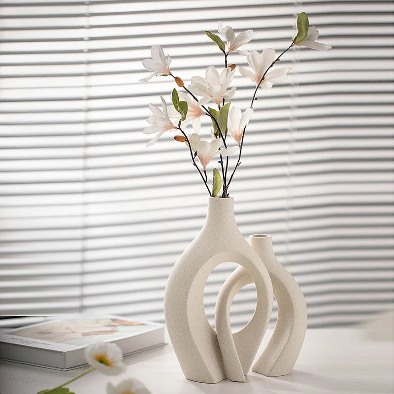Lisslune | LoveCuddle Vase | Minimalist Ceramic Design | Bohemian Style | Set of 2 | Perfect for Living Room, Kitchen and more