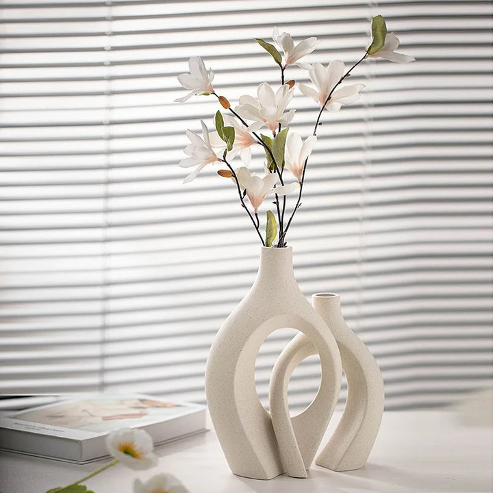 Lisslune | LoveCuddle Vase | Minimalist Ceramic Design | Bohemian Style | Set of 2 | Perfect for Living Room, Kitchen and more