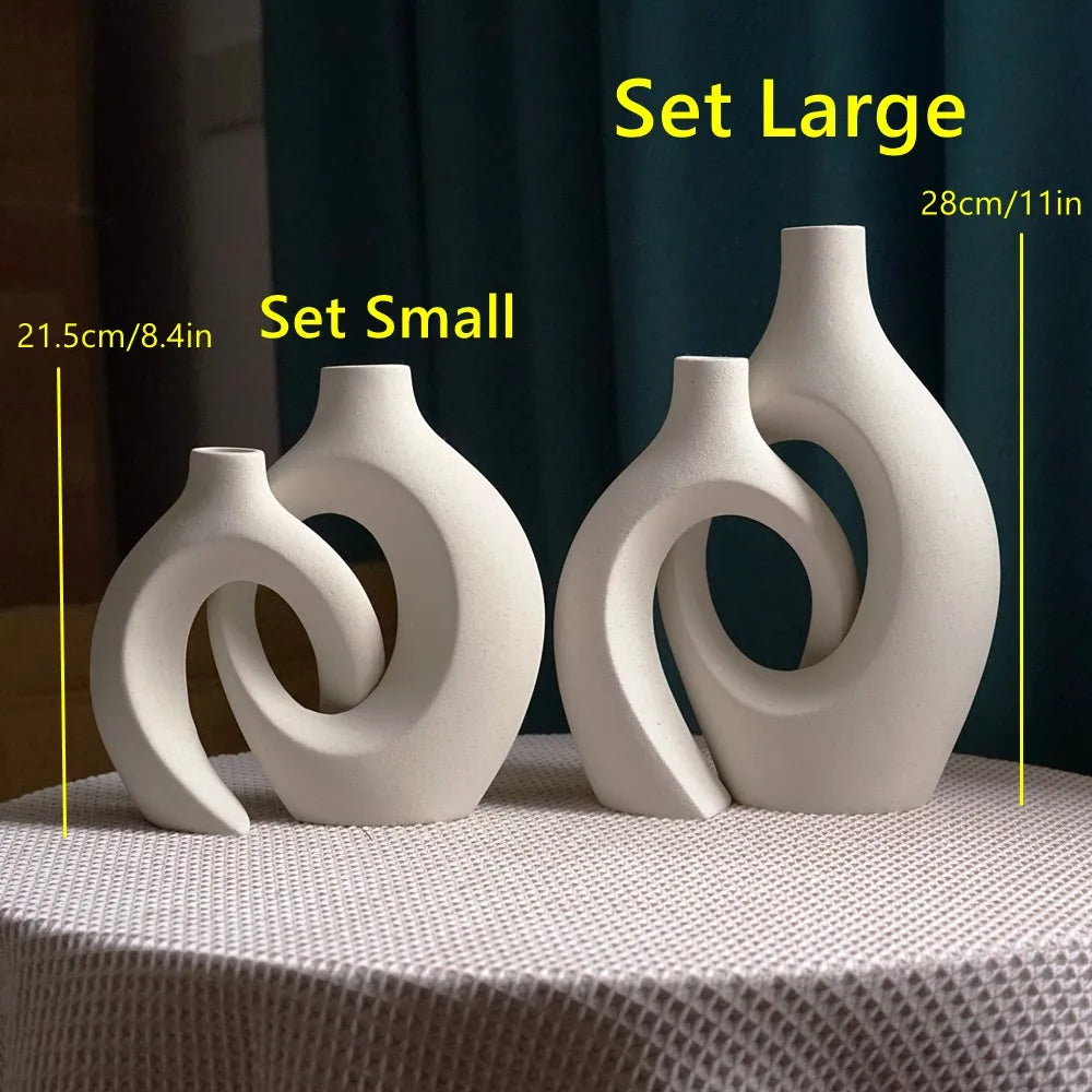 Lisslune | LoveCuddle Vase | Minimalist Ceramic Design | Bohemian Style | Set of 2 | Perfect for Living Room, Kitchen and more