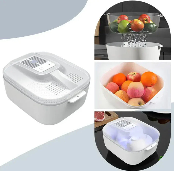 Lisslune | Multifunctional Fruit and Vegetable Cleaning Box – Automatic Cleaner with Draining Basket & Storage Lid