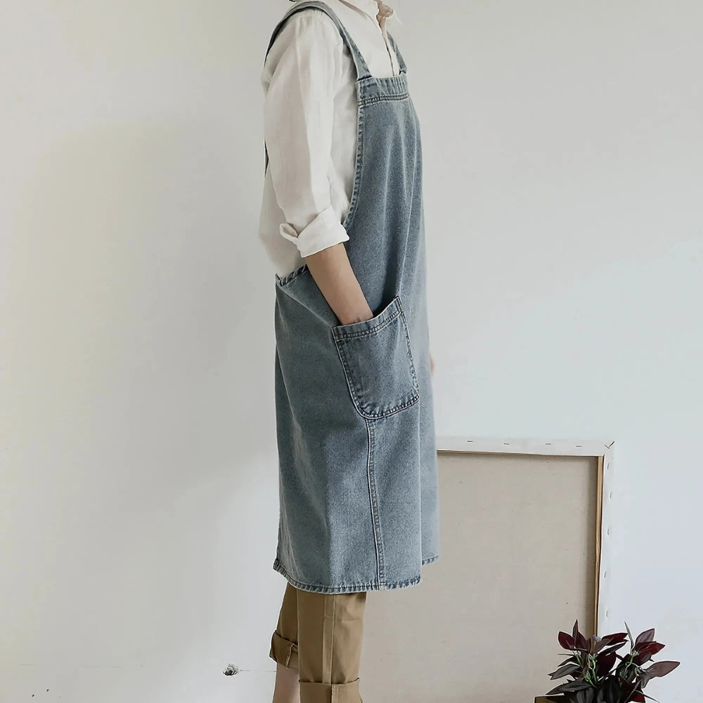 Lisslune | Casual Cotton Denim Pocket Apron