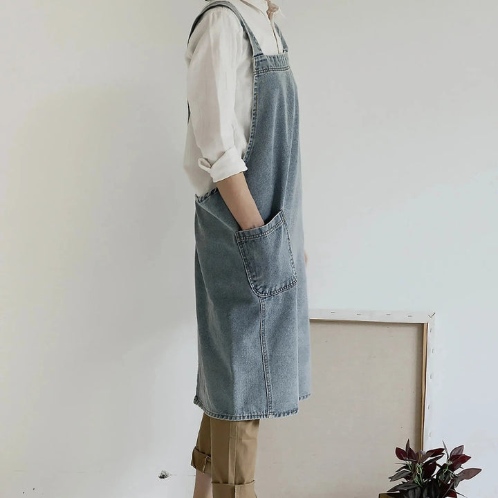 Lisslune | Casual Cotton Denim Pocket Apron