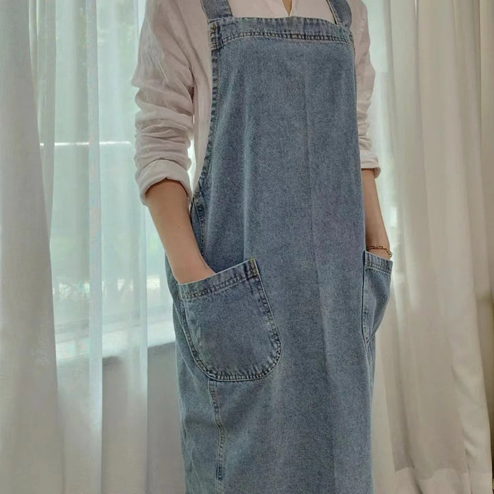 Lisslune | Casual Cotton Denim Pocket Apron