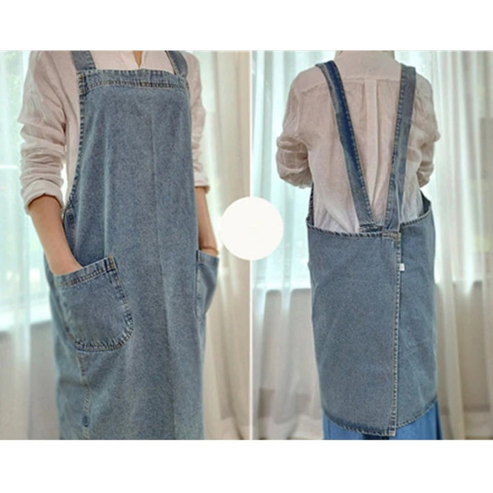 Lisslune | Casual Cotton Denim Pocket Apron