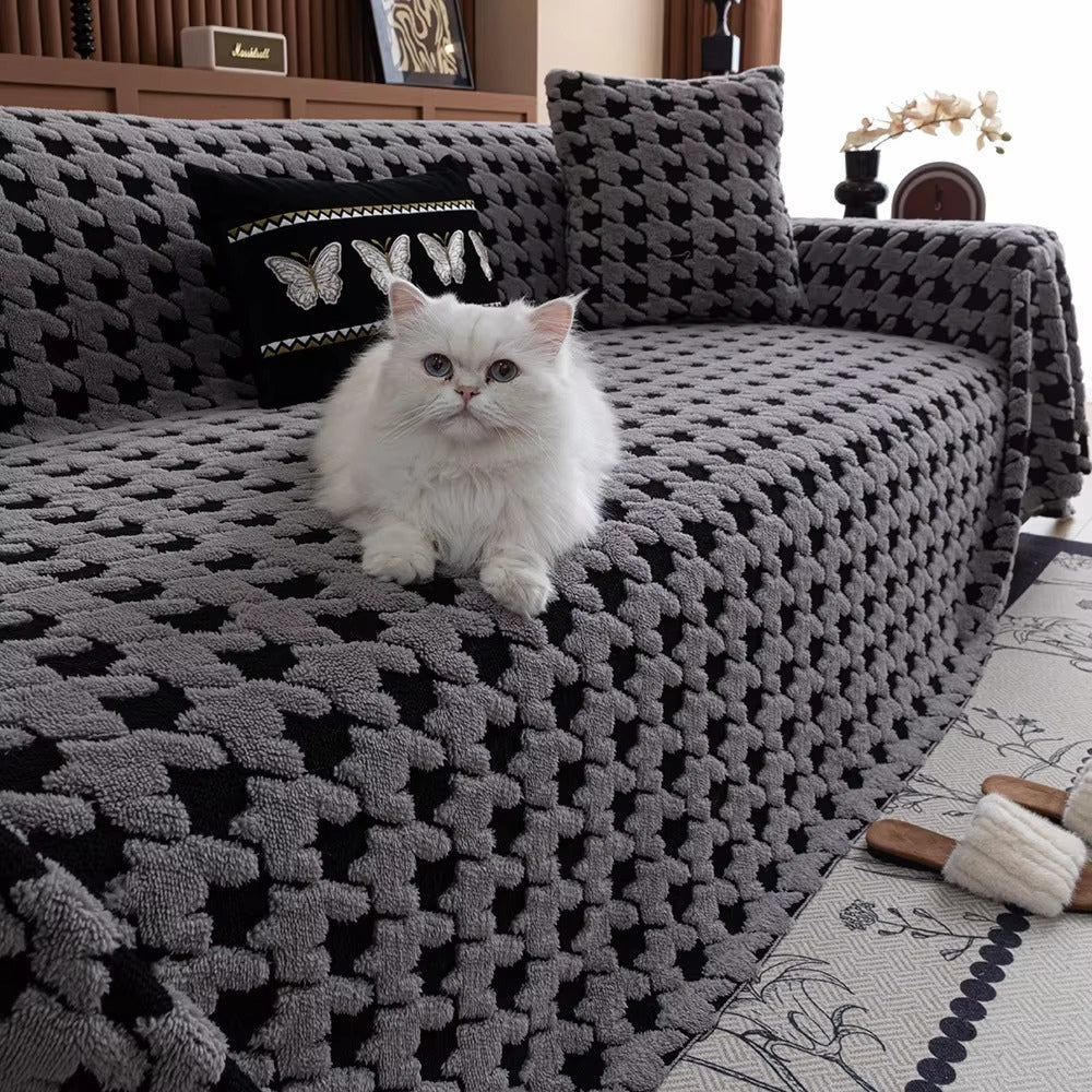 Lisslune | Cavalli Houndstooth Plush Sofa Cover
