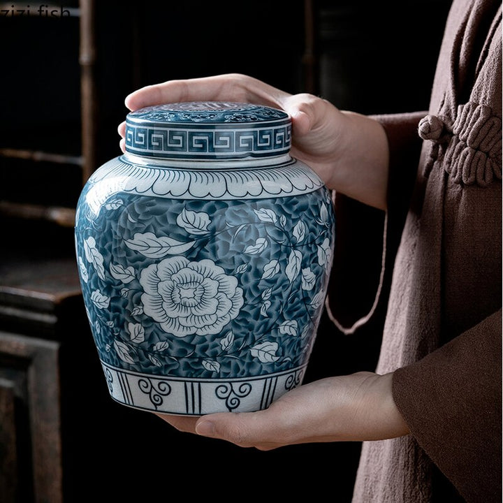 Lisslune | Ceramic airtight container tea box tea can moisture-protected storage tank tea container storage bottle tea organizer jar tea cans
