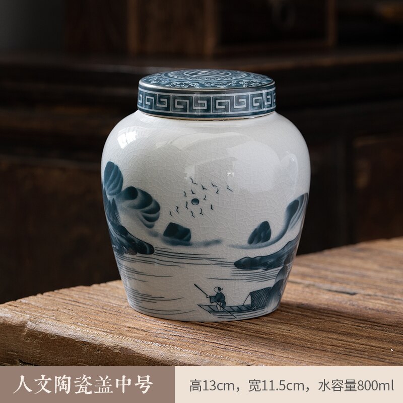 Lisslune | Ceramic airtight container tea box tea can moisture-protected storage tank tea container storage bottle tea organizer jar tea cans
